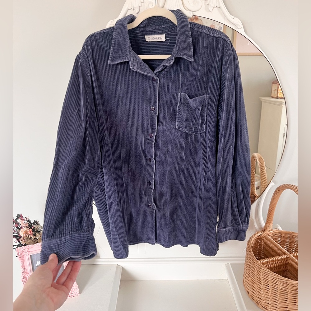 Chadwick’s blue corduroy shirt